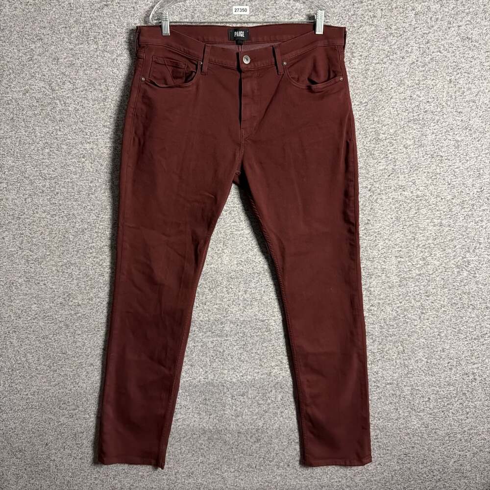 Paige Men's Size 36 Red Federal Slim Straight Fit Stretch Denim Jean